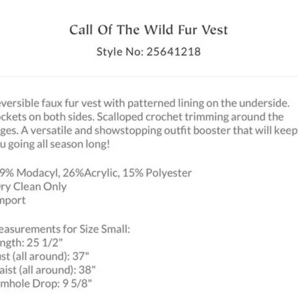 Free People “Call of the Wild” Reversible Faux Fur Vest, Size small - Picture 10 of 10